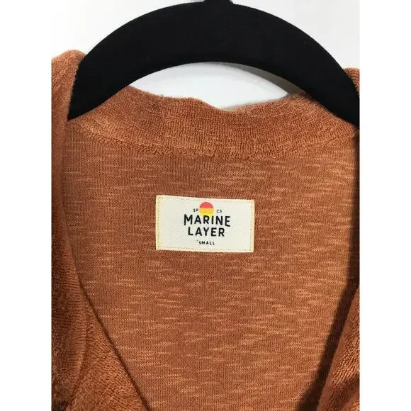 Marine Layer Set Women's Terry Out Resort Top Shorts Brown Casual Relaxed Vaca - Picture 4 of 16